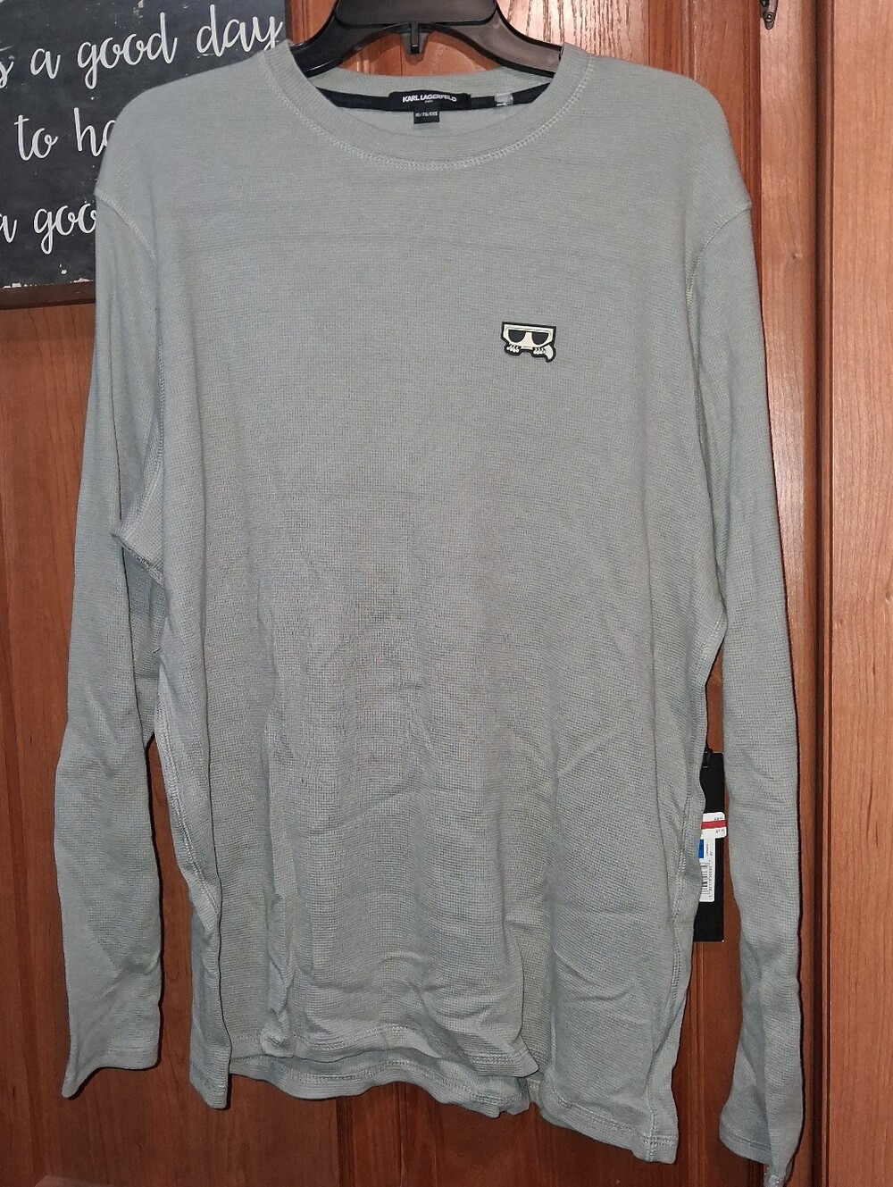 Karl Lagerfeld Men’s Long-Sleeve Grey Crewneck Shirt In A Size XL. NWT